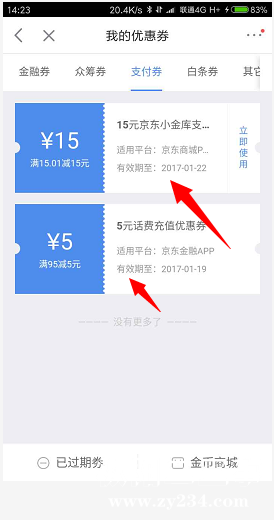 优惠卷到账