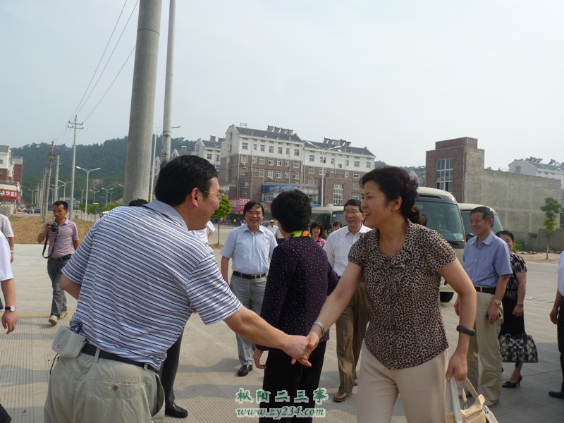 安徽省卫生厅副厅长徐恒秋女士与县医院周桃林院长亲切握手