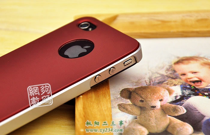 送贴膜 iPhone 4 4S 双色磨砂超薄外壳 苹果iPhone4代手机保护套红-40.jpg