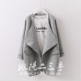 樱芙妮2015秋季新款毛衣开衫中长款大翻领针织衫外套女韩版